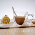 Creativity double wall glass coffee cup with handle